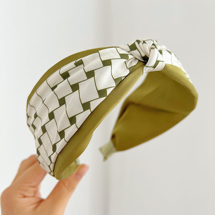 Wholesale fabric matcha green plaid headband MOQ≥2 JDC-HD-MIs011