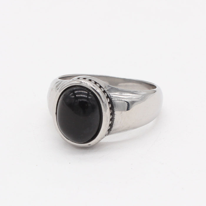 Wholesale Ring Men's Titanium Steel Simple Gemstone JDC-RS-PREMZEX005