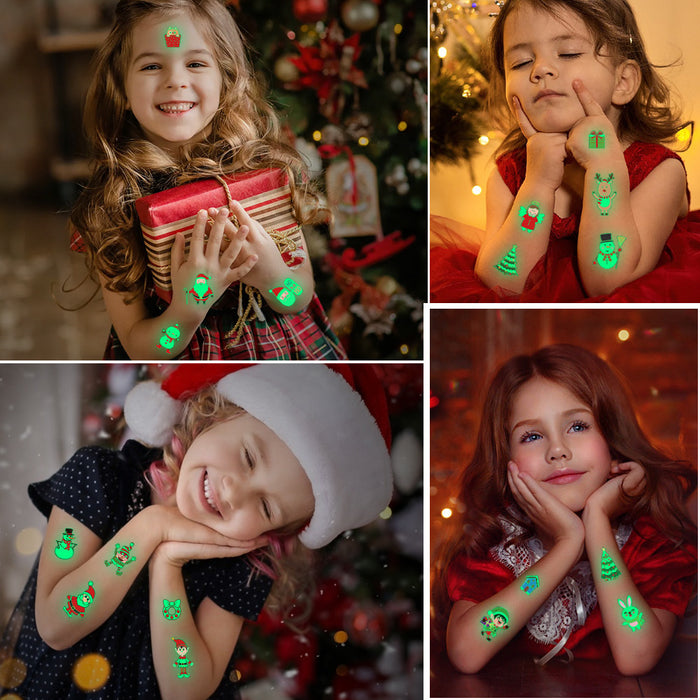 Pegatizas al por mayor Children Christmas Luminous Tattoo Palegas impermeables Juego de 10 piezas JDC-ST-Renyi005