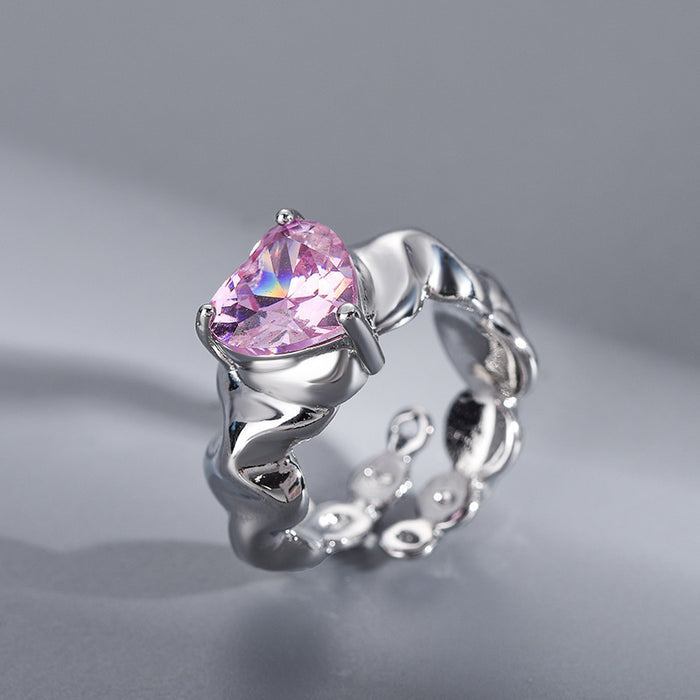 Heart Gemstone de corazón morado al por mayor anillo de cobre JDC-RS-Huayul003