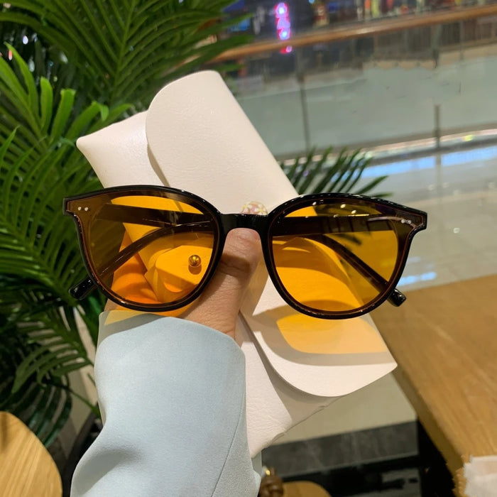 Wholesale Sunglasses PC Brown Anti-UV Retro MOQ≥2 JDC-SG-YuC003