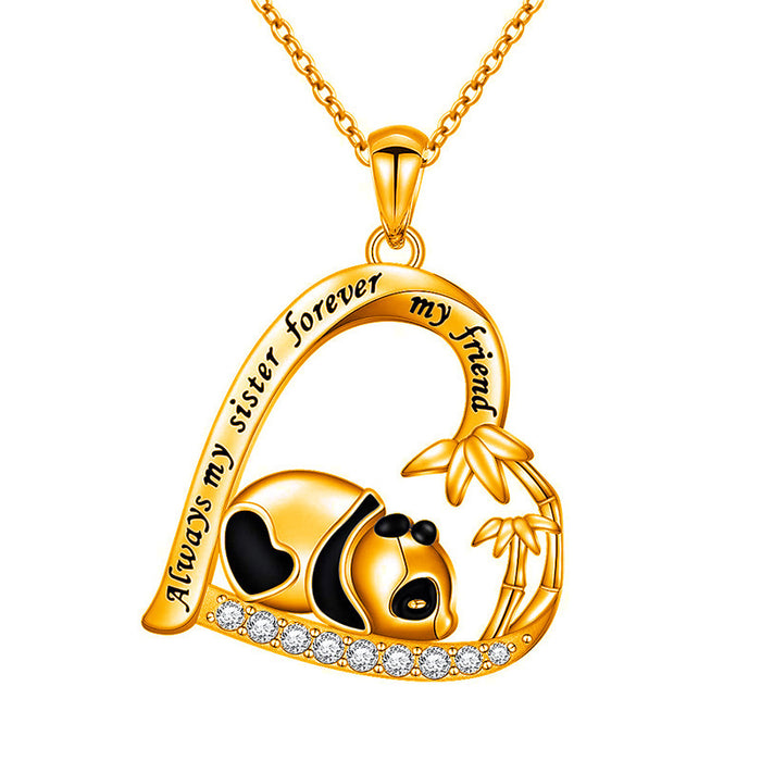 Wholesale Necklaces Alloy Rhinestone Heart Panda MOQ≥2 JDC-NE-ChengX004