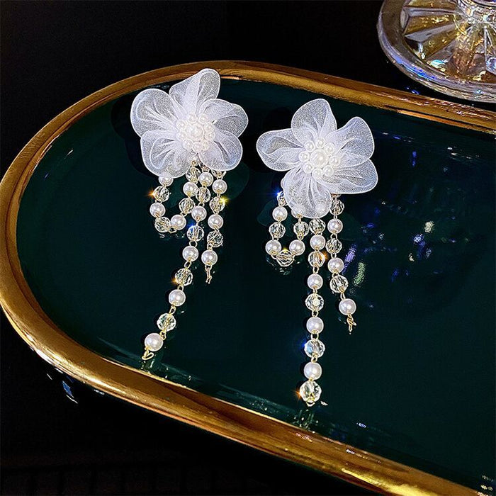 Wholesale S925 Silver Needle Fairle perle perle Boucles d'oreilles à glands JDC-ES-DENGY013