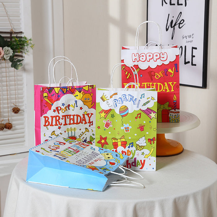 Bolsas de regalo al por mayor Bolsas de comida de papel Kraft dibujos animados festivos de fiesta JDC-GB-Ganrui004