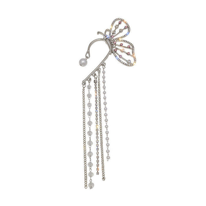 Wholesale Earrings Alloy Butterfly Tassel Pearl Rhinestone JDC-ES-XingY001