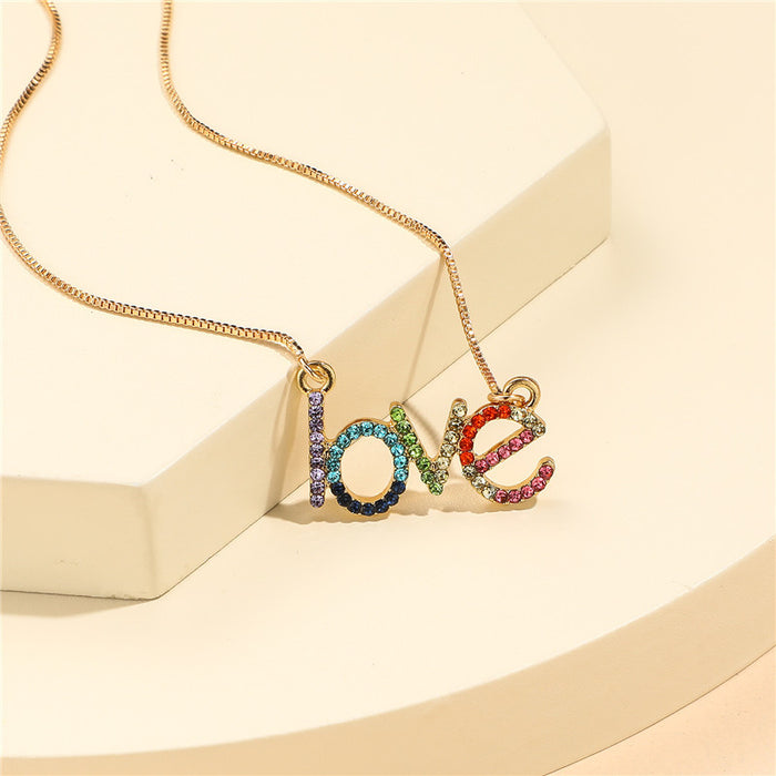 Collar al por mayor aleación diamante amor arcoirbow cartas de color jdc-ne-zhuom004
