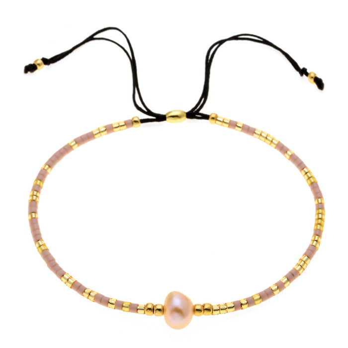 Wholesale Bracelet Rice Beads Mixed Color Hand Beaded Semi Precious Stones JDC-BT-QiQi004