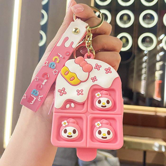 Wholesale keychain wallets Ice Cream Strawberry Bear Silicone Ice Cream Coin Purse Pendant JDC-KC-XinJY001