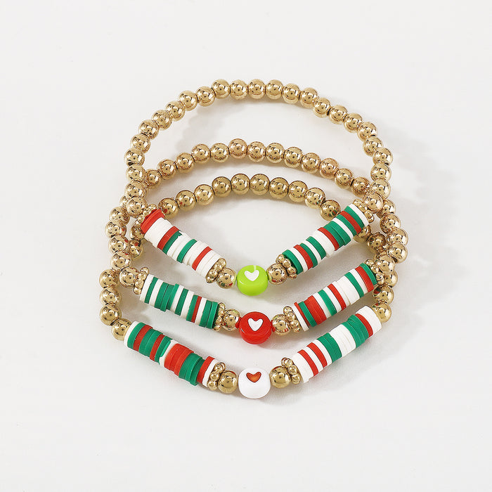 Wholesale Bracelet Alloy Clay Resin Heart Bracelet Christmas JDC-BT-QianDi004