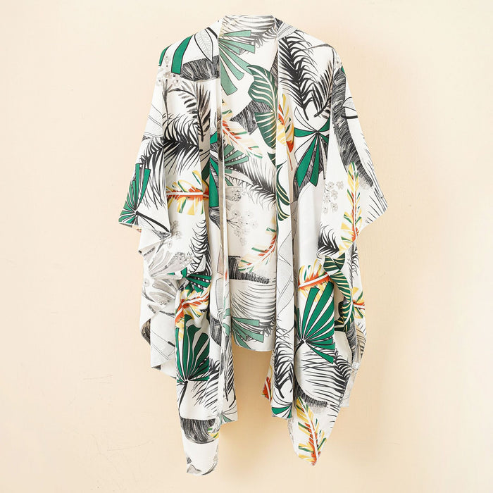 Wholesale printed white travel beach summer shade boho leaves pattern blouse JDC-SW-SALY002