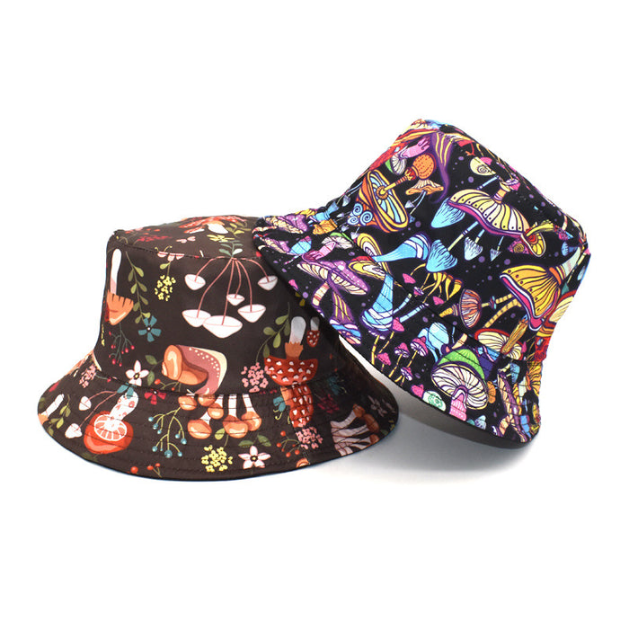 Wholesale hat fabric colorful mushroom pattern fisherman hat casual sunshade MOQ≥2 JDC-FH-ShunMa005