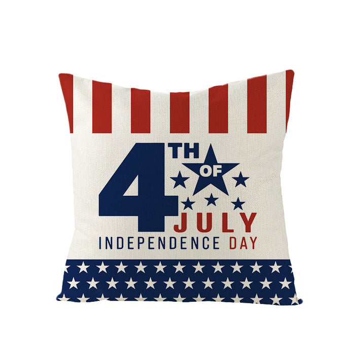 Wholesale 4th of July Linen Independence Day Pillowcase Homeware Red Blue Letter Cover MOQ≥2 JDC-PW-Jinze003