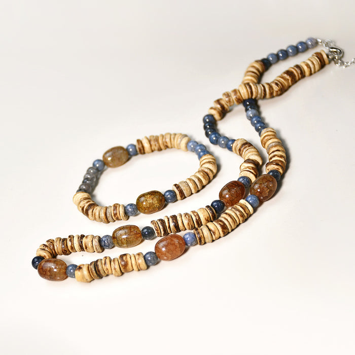Wholesale Necklace Beaded Handmade Coconut Shell Popped Stones Boho Bracelet Set JDC-NE-YouF005
