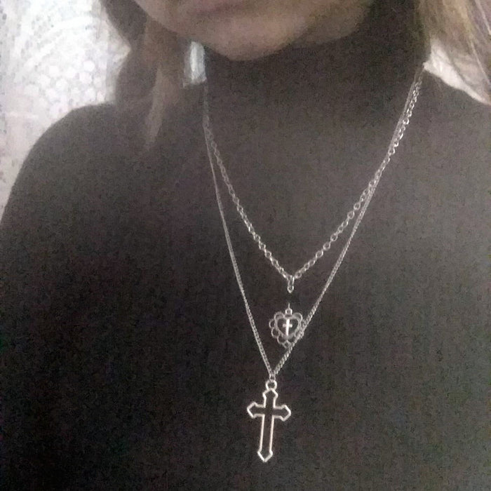 Wholesale Necklace Alloy Gothic Love Necklace Cross Pendant MOQ≥2 JDC-NE-Ruil004