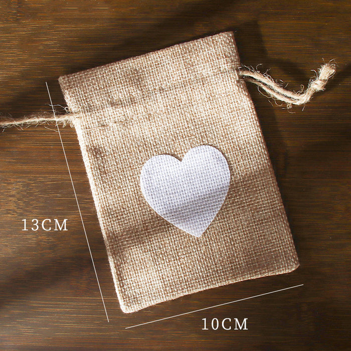 Bolsa de regalo al por mayor algodón y lino bolsillo de bolsillo de amor MOQ≥2 JDC-GB-QIAOC001