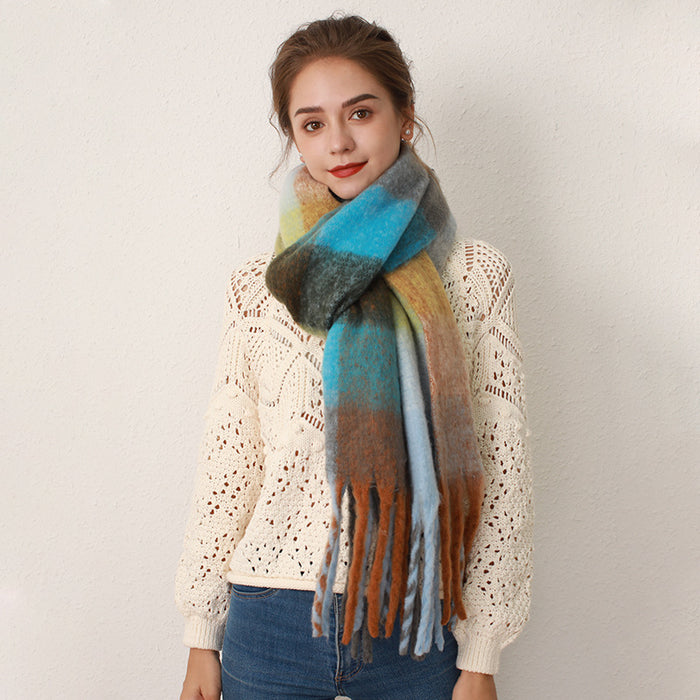 Wholesale Scarf Polyester Mohair Warm Winter Shawl Thickening JDC-SF-Shenm006