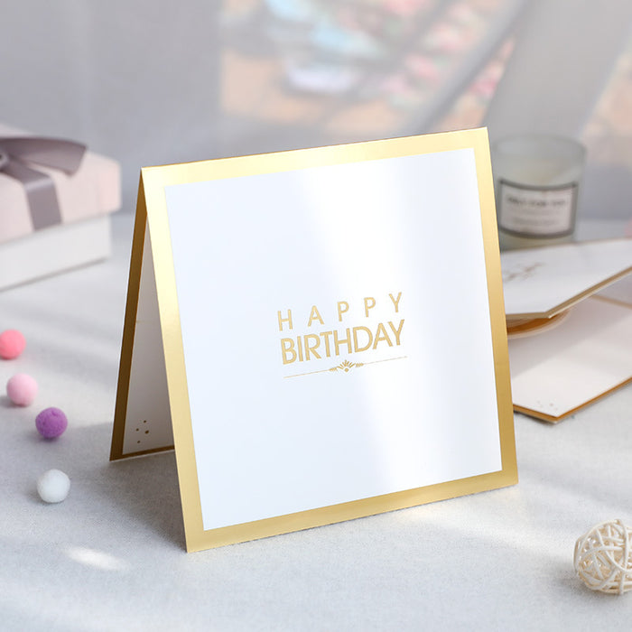 Wholesale Greeting Cards Birthday Greeting Cards Bronzing Cake Handmade Three-dimensional Hollow JDC-GC-LiD004