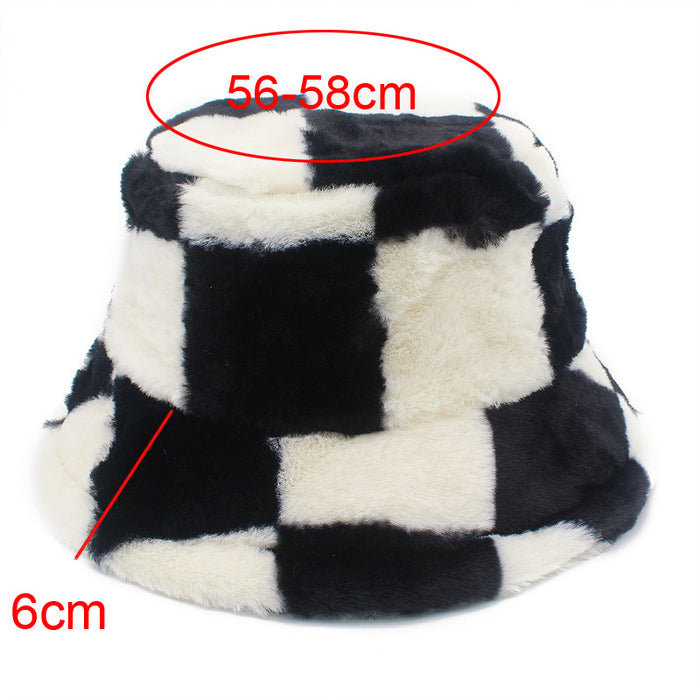 Wholesale Fisherman Hat Plush Black And White Plaid JDC-FH-RHeng013