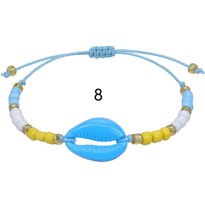 Jewelry WholesaleWholesale acrylic shell colored rice beads hand-woven bohemian anklets JDC-AS-Yiye001 Anklets 益烨 %variant_option1% %variant_option2% %variant_option3%  Factory Price JoyasDeChina Joyas De China