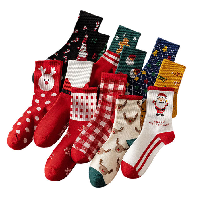 Wholesale Sock Cotton Mid-Cylinder Breathable Sweat-absorbing Gift Box Christmas Winter Warmth 4pcs JDC-SK-KeSS006