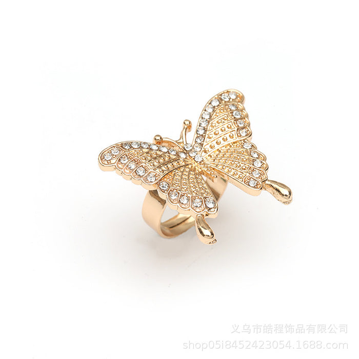 Wholesale Ring Alloy Exaggerated Opening Stereo Retro Hollow Diamonds JDC-RS-ChengH005