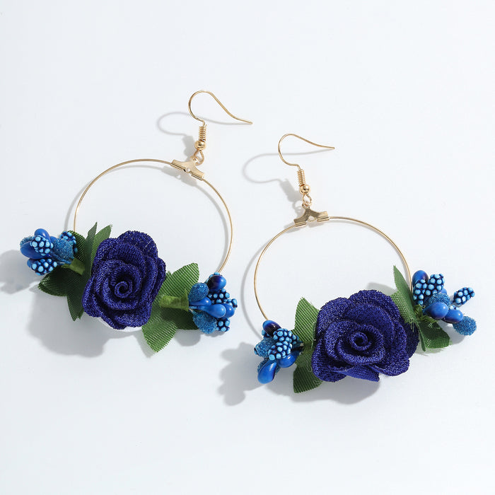 Wholesale Earrings Metal Fabric Small Flowers JDC-ES-V068