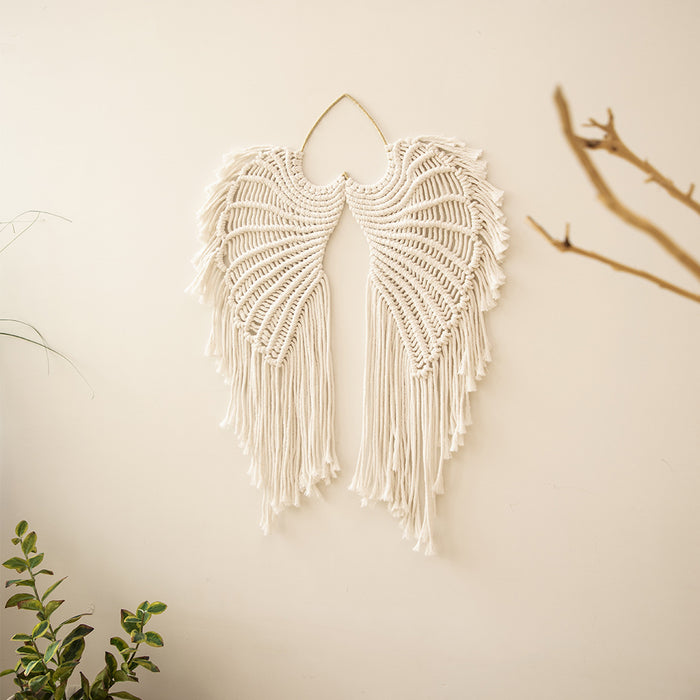 Wholesale Pure Cotton Hand Woven Angel Wings Woven Pendant MOQ≥2 JDC-DC-RXin005