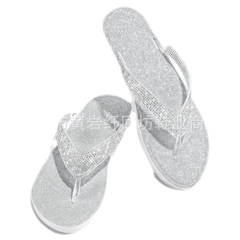 Wholesale summer new clip feet rhinestone beach sandals and slippers JDC-SD-QianH025