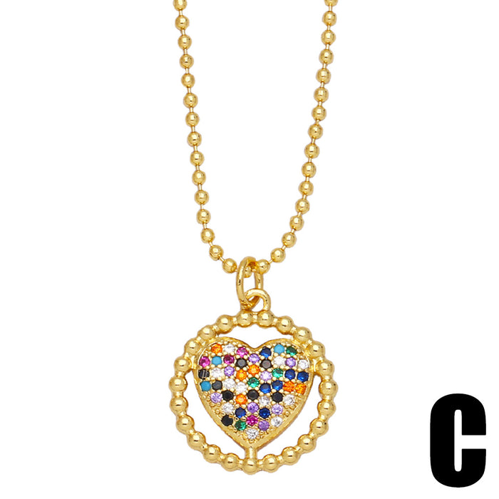 Jewelry WholesaleWholesale Round Eye Heart Shaped Zircon Copper Plated 18k Gold Necklace JDC-NE-AS425 Necklaces 翱昇 %variant_option1% %variant_option2% %variant_option3%  Factory Price JoyasDeChina Joyas De China