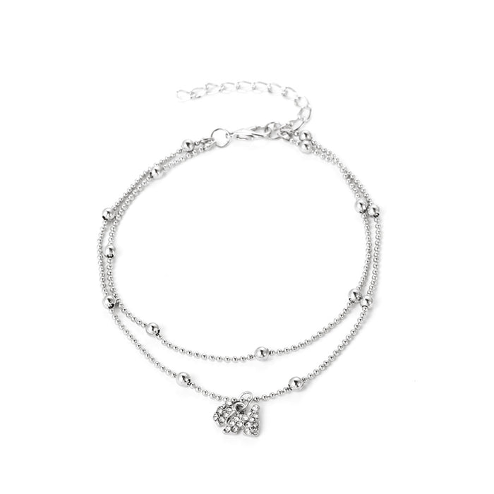 Jewelry WholesaleWholesale Silver Plated Zodiac Dog Anklet Double Layer Star Rhinestones JDC-AS-D020 Anklet 晴雯 %variant_option1% %variant_option2% %variant_option3%  Factory Price JoyasDeChina Joyas De China
