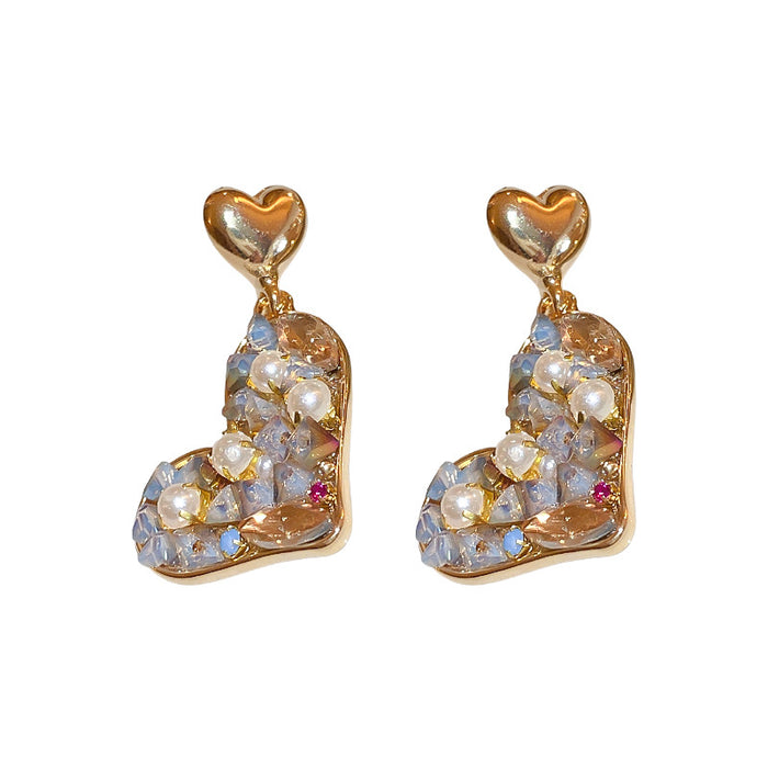 Wholesale Earrings Alloy Diamond Pearl Crystal Love Heart JDC-ES-BY336