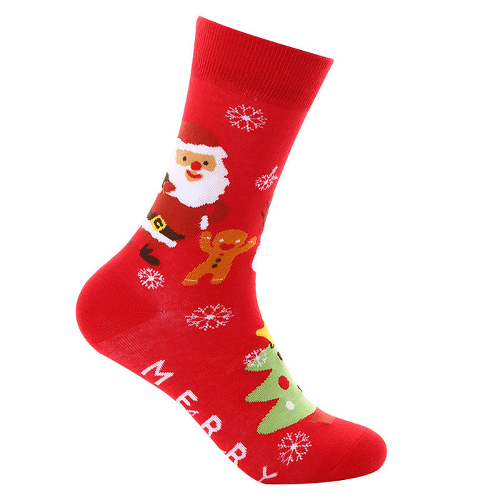 Calcetines al por mayor algodón sudor-absorbente calcetines navideños copos de nieve santa moq≥2 jdc-sk-xinh019