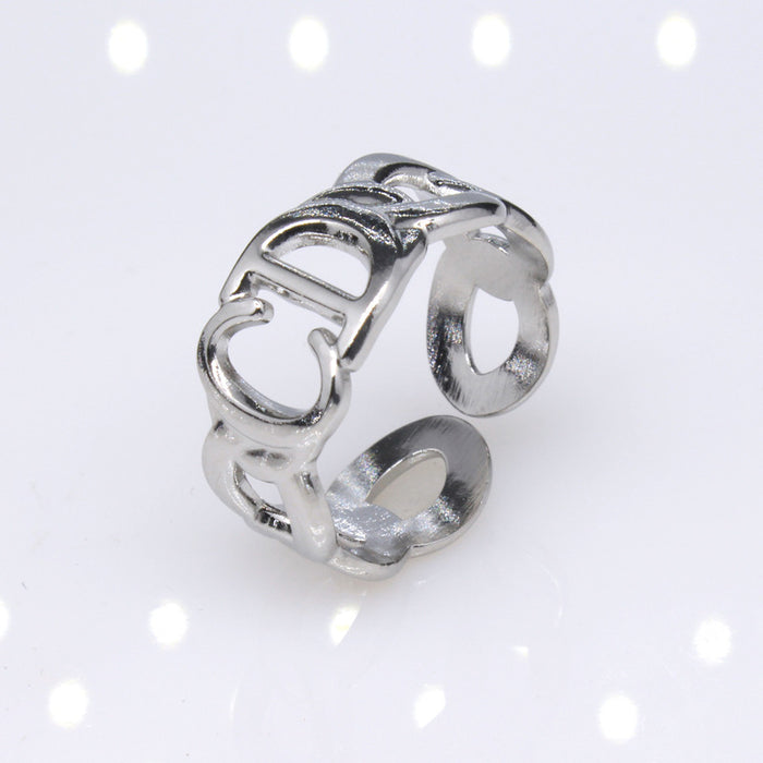 Jewelry WholesaleWholesale Letter Titanium Steel Rings MOQ≥3 JDC-RS-JiYu005 Rings 翼语 %variant_option1% %variant_option2% %variant_option3%  Factory Price JoyasDeChina Joyas De China