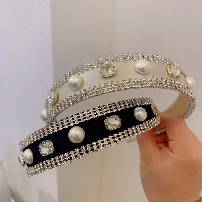 Wholesale headband high-quality diamond super flash hairpin all-match pearl wide edge (F) JDC-HD-NImeng003