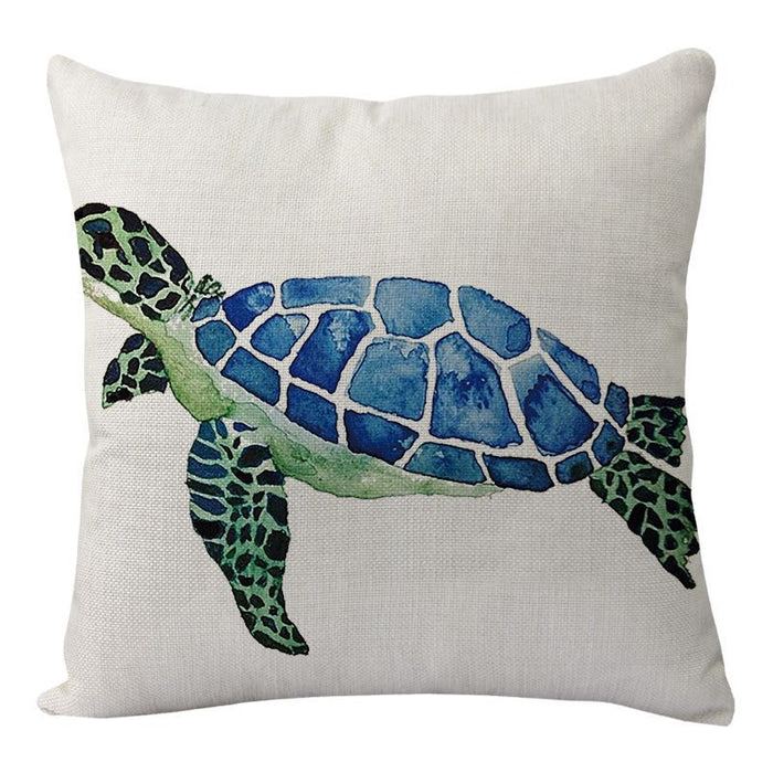 Wholesale Linen Marine Collection Turtle Print Pillowcase JDC-PW-Jinzang007