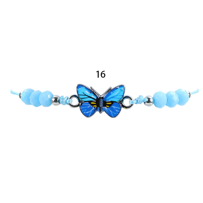 Wholesale Crystal Beaded Colorful Butterfly Bracelet JDC-BT-Yiye025