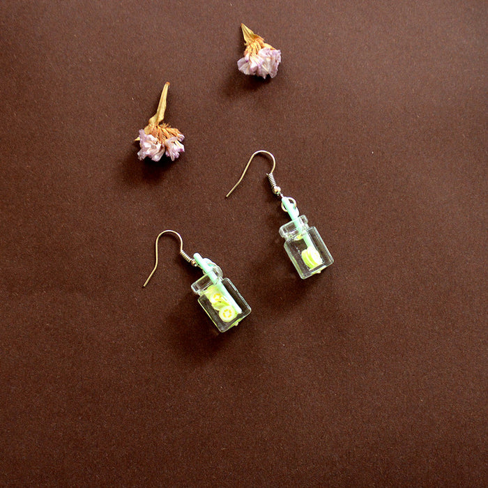 Wholesale Earrings Acrylic Fruit Cup Drink Bottle Earrings JDC-ES-Xienuo014