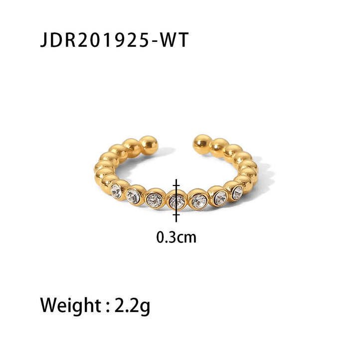 Wholesale Titanium Steel Ring Oval Glossy 18K Gold Plated Stainless Steel Hollow Jewelry Ring JDC-RS-JD280