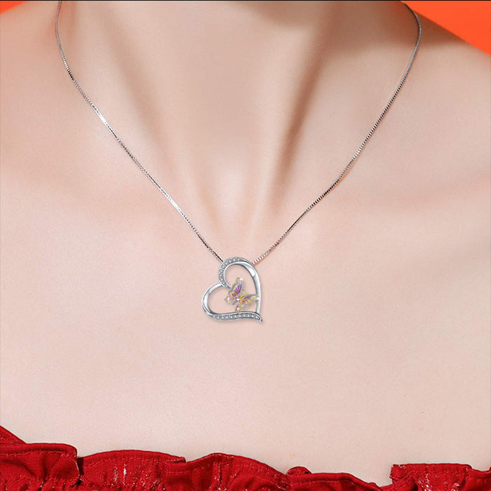 Wholesale Fashion Women's Love Butterfly Diamond Pendant Necklace MOQ≥2 JDC-NE-JYS017