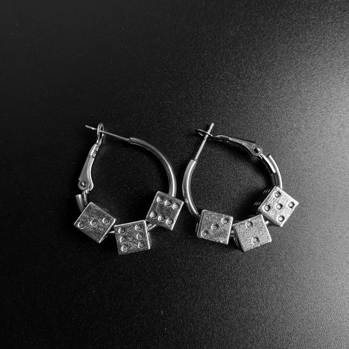 Wholesale Earring Alloy Punk Style Street Dice Stainless Steel Earring MOQ≥2 JDC-ES-MAON001