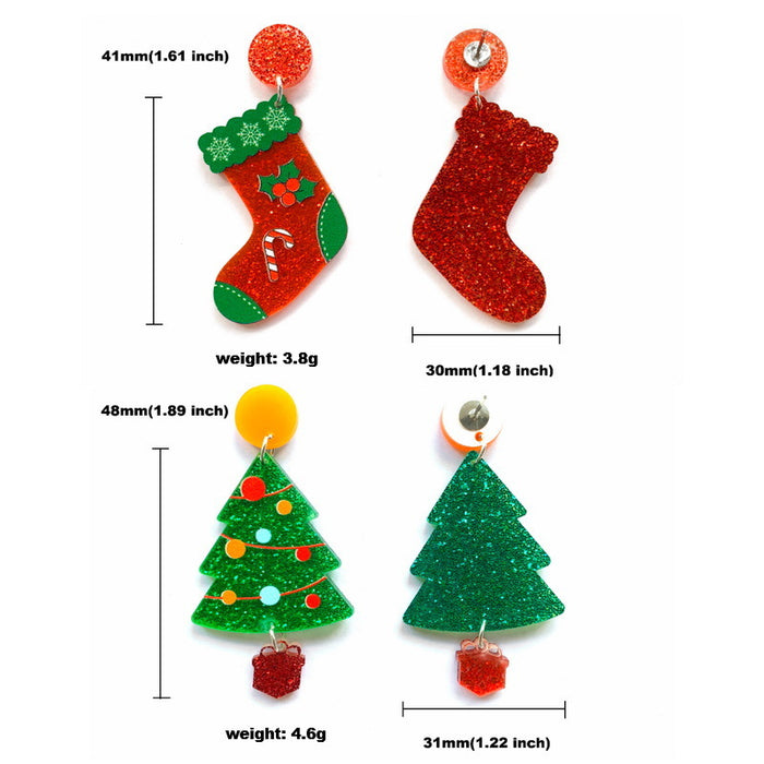 Wholesale Earrings Acrylic Colorful Christmas Tree Snowflakes Socks JDC-ES-Xuep081