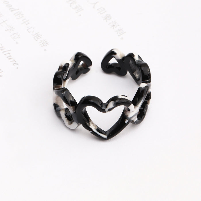 Wholesale Acrylic Resin Gradient Heart Ring JDC-RS-NZ018