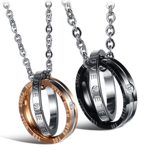 Jewelry WholesaleWholesale Black Double Ring Stainless Steel Necklace JDC-NE-GEJIA002 Necklaces 格佳 %variant_option1% %variant_option2% %variant_option3%  Factory Price JoyasDeChina Joyas De China