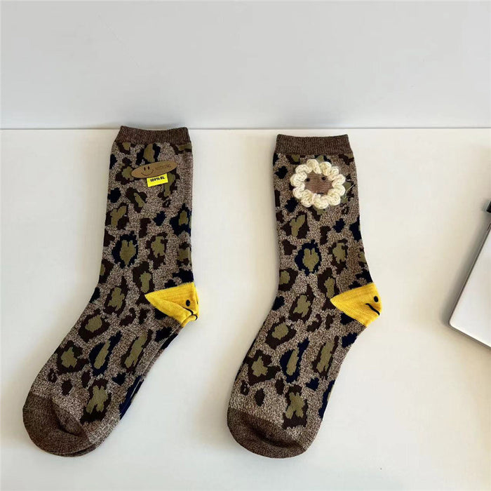 Calcetines al por mayor algodón otoño invernal leopardo impresión jdc-sk-xuxu003