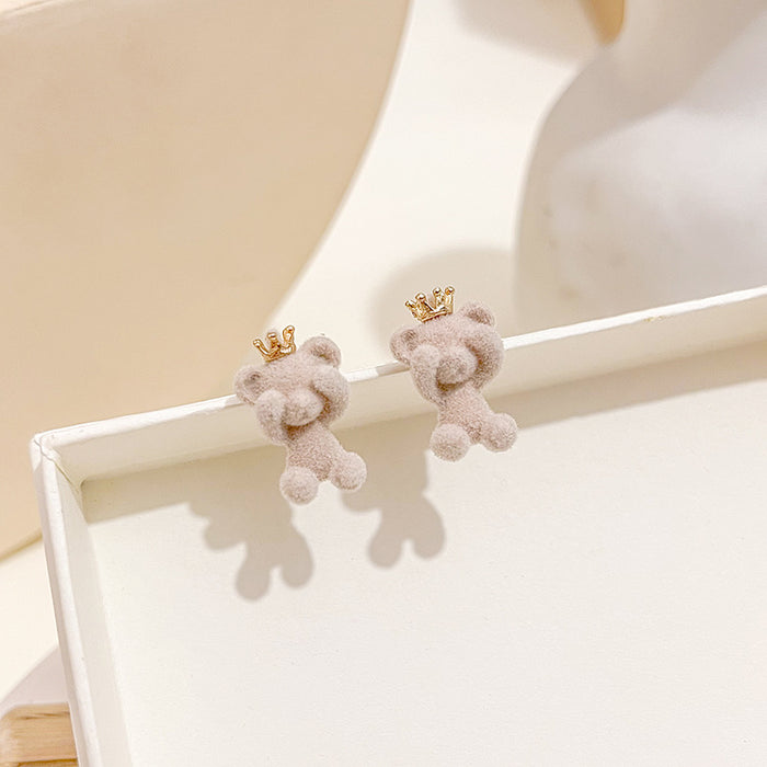 Wholesale Earring Alloy Candy Color Cute Plush Bear JDC-ES-MDD056