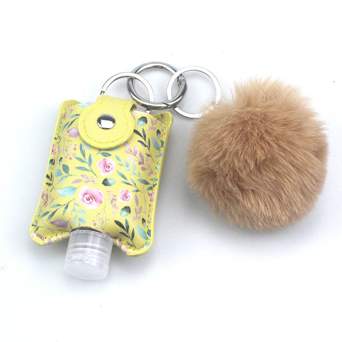 Wholesale hair ball disinfectant water PU leather case empty bottle keychain MOQ≥2 JDC-KC-ChaoH035