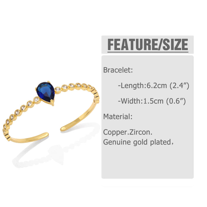 Wholesale Bracelet Copper Plated 18K Gold Zircon Colorful JDC-PREMAS-BT-017