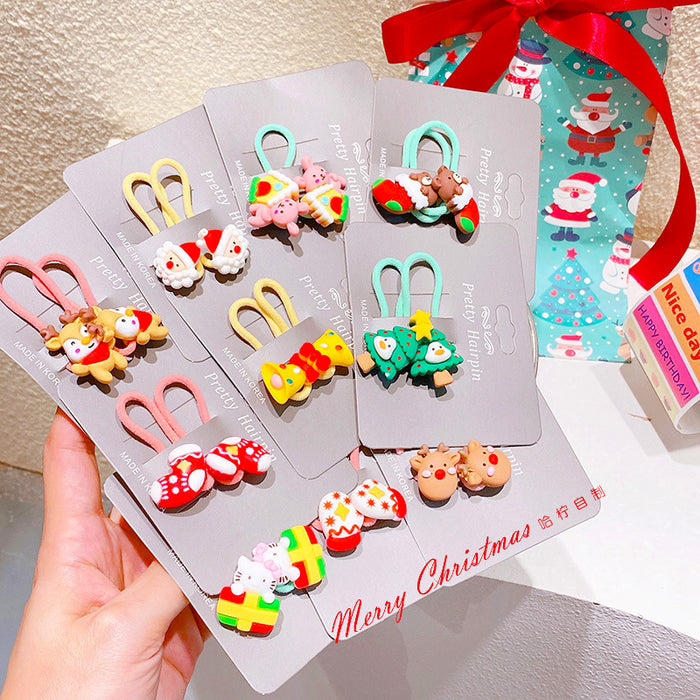 Wholesale Hair Scrunchies Mixed Material Christmas Collection Kids JDC-HS-HaN015