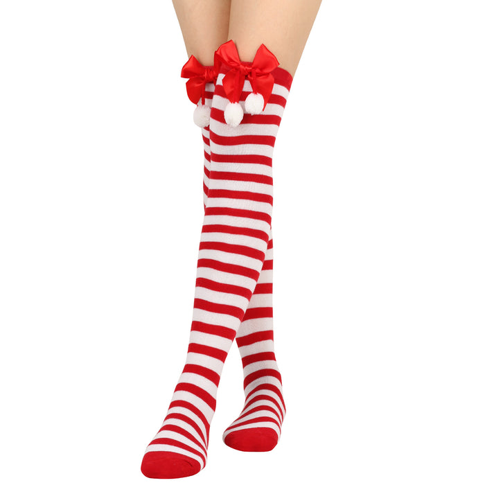 Calcetines de calcetín al por mayor de algodón calcetines de Navidad sobre la rodilla JDC-SK-XQ027