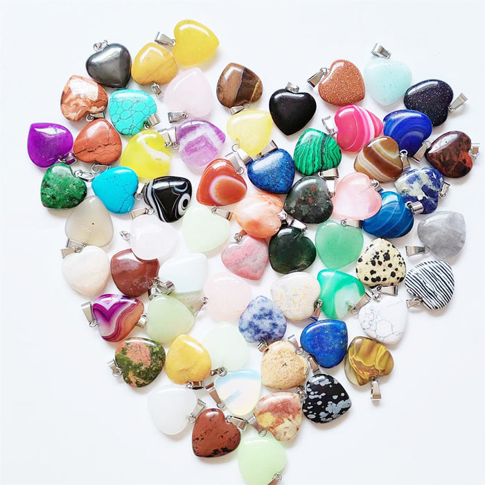 Wholesale Pendant 20MM Heart Pendant Natural Crystal Agate Love JDC-PT-YingHai003